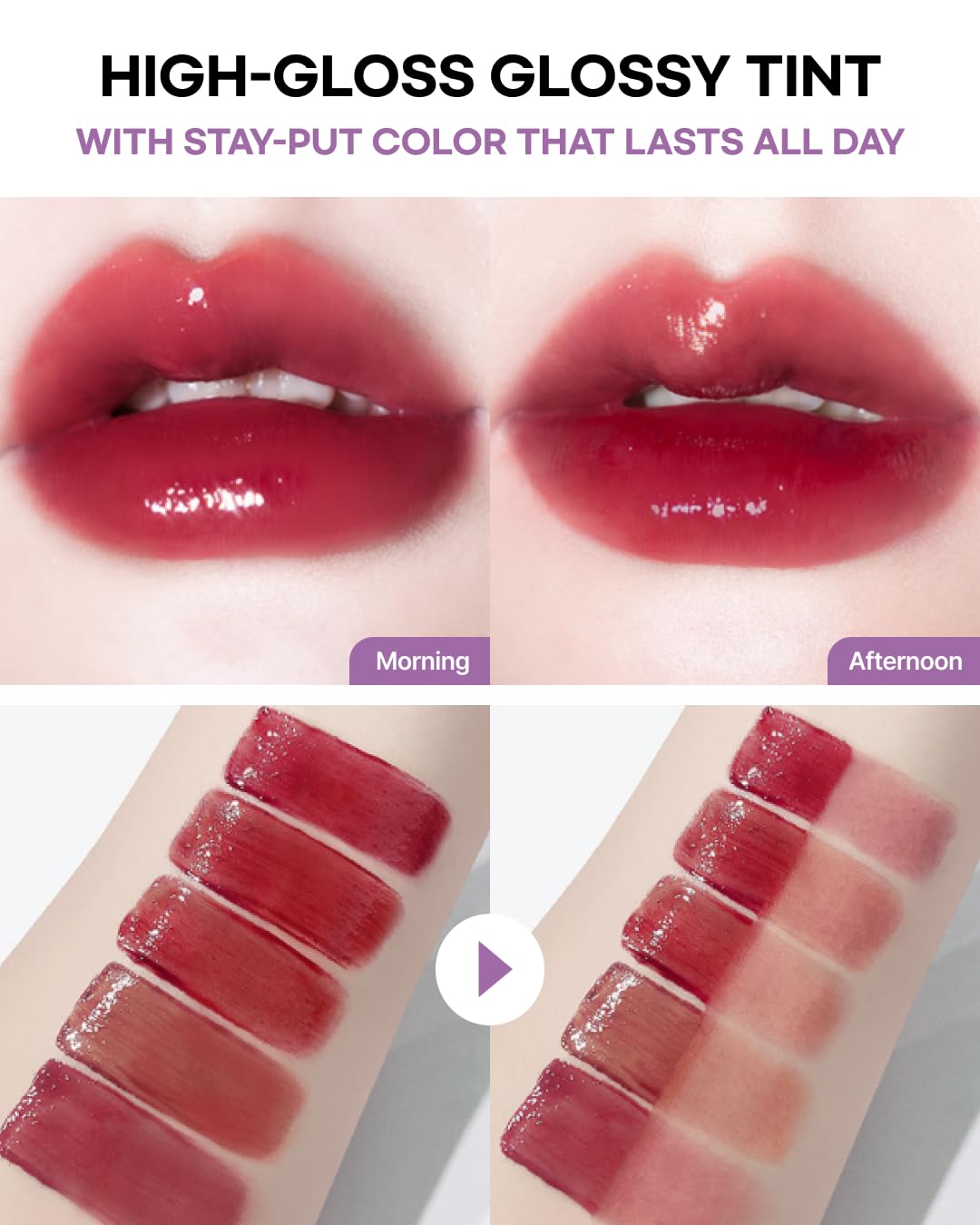 DEARMAY LA PISTE LIP TINT LP06 Blissful 0.14 oz. long lasting lip stain with glossy finish and lightweight texture, non sticky, hydrating formula with no flaking and glassy vivid tint, korean makeup