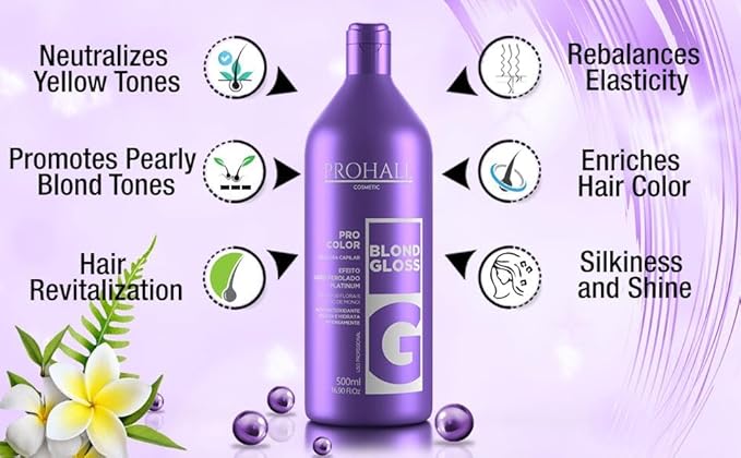 Prohall Cosmetic Purple Mask & Toner for Blonde Hair - Color Enhancing Gloss Repair for Dry, Damaged & Brassy Locks, Reduces Yellow Hue