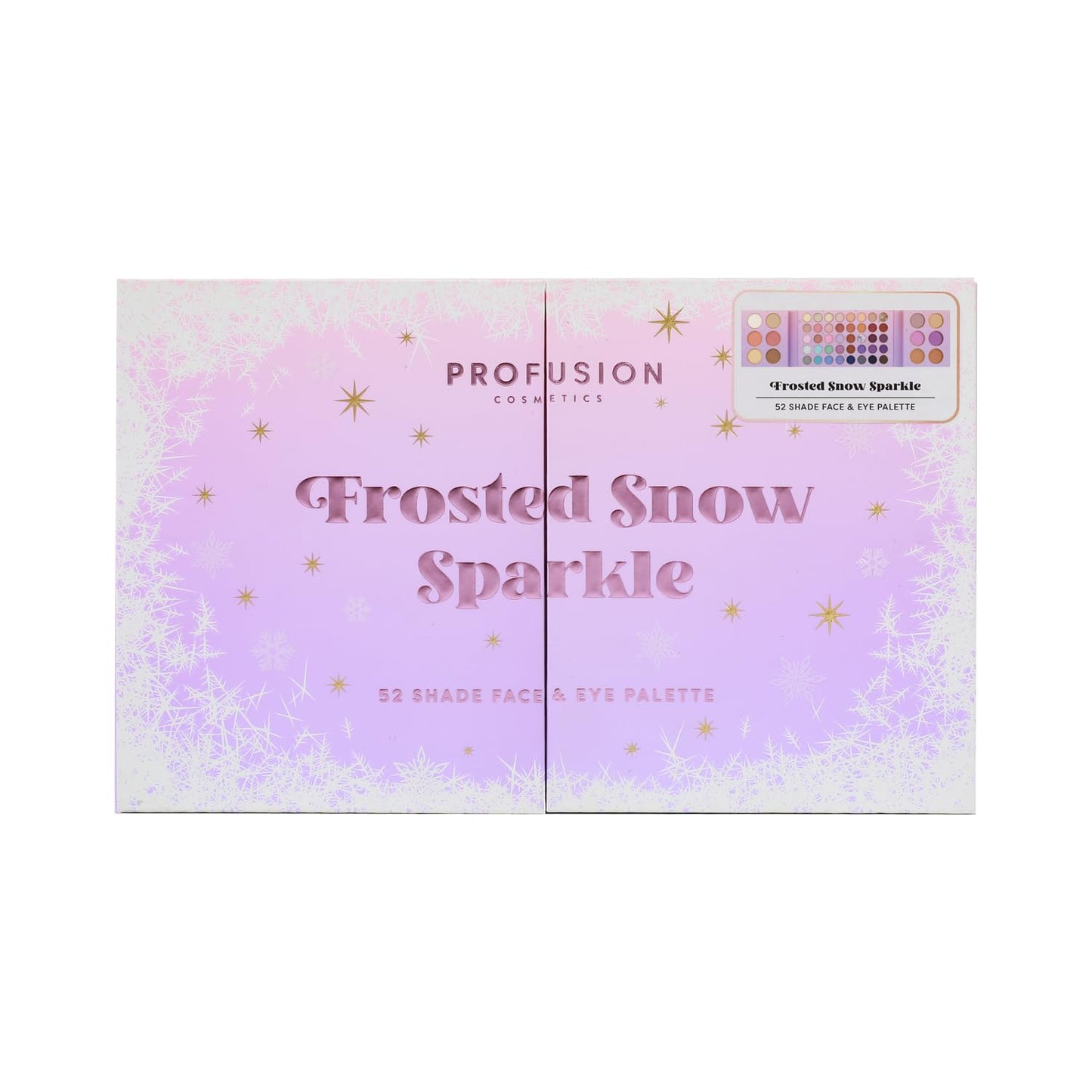 Profusion Cosmetics Frosted Snow Sparkle 52 Shade Face and Eye Palette, Multi Finish Shadows for Bold and Glamorous Evening Looks, Blendable and Buildable Blushes for Endless Stunning Looks