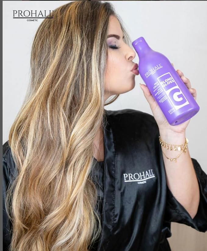 Prohall Cosmetic Purple Mask & Toner for Blonde Hair - Color Enhancing Gloss Repair for Dry, Damaged & Brassy Locks, Reduces Yellow Hue