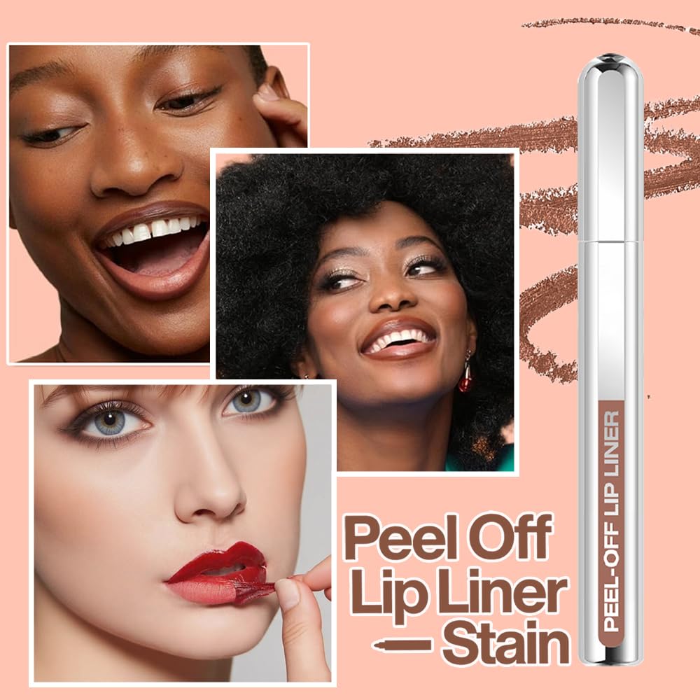 3 Colors Peel Off Lip Liner Stain Kit, Long Wear Matte Lip Tint Stain Set with Tweezer for Women, Waterproof Transfer Proof Highly Pigmented Peel Off Liquid Lipstick for All Skin Types (#1,2,3)
