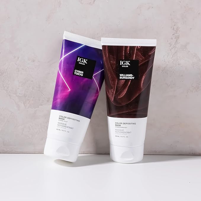 IGK Hair Gloss Toner & Color Depositing Mask | Intense Burgundy Semi-Permanent | Vegan + Cruelty Free | Williams Burgundy