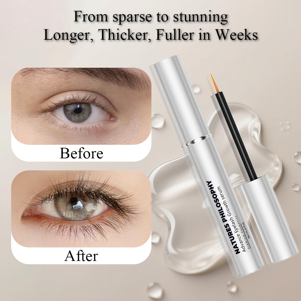 NP NATURES PHILOSOPHY Lash Brow growth serum, Prostaglandin-Free Eyelash Serum for Thicker Longer Fuller Natural Lashes, Peptide Eyelash Eyebrow Enhancing Serum - Sérum De Pestañas Crecimiento 3ml