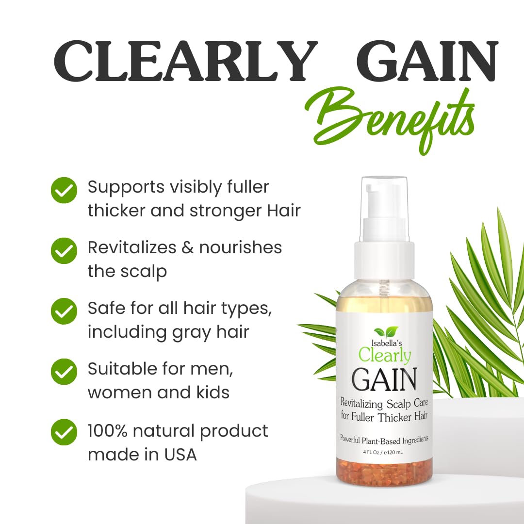 Clearly GAIN, Hair Growth Oil and Thickening Scalp Treatment for Men and Women | Natural Herbal Serum with Castor, Jojoba, Clary Sage, Rosemary, Nettle for Hair Loss, Alopecia, Thinning Hair