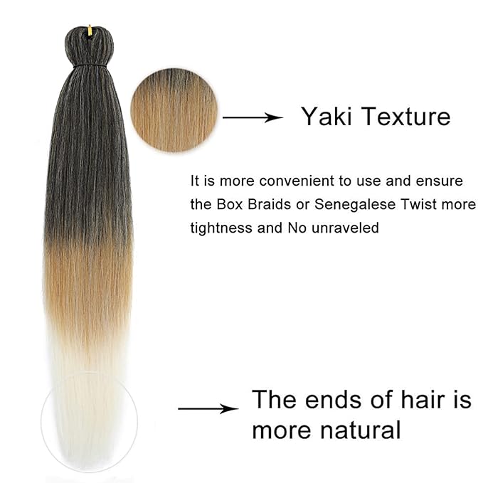 Liang Dian Pre-Stretched Braiding Hair 22 inch 6 packs Hot Water Setting Synthetic Hair Crochet Braiding Hair Extension (1B/27/613)