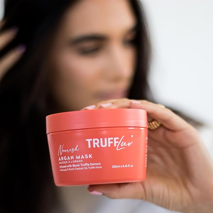 TruffLuv | Nourish Collection Argan Mask, Infused with Black Truffle Extract, Revitalizing & Restoring Hair Mask, Deeply Conditions & Repairs Dry Damaged Hair, Paraben Free, Sulfate Free, 8.45 Fl Oz