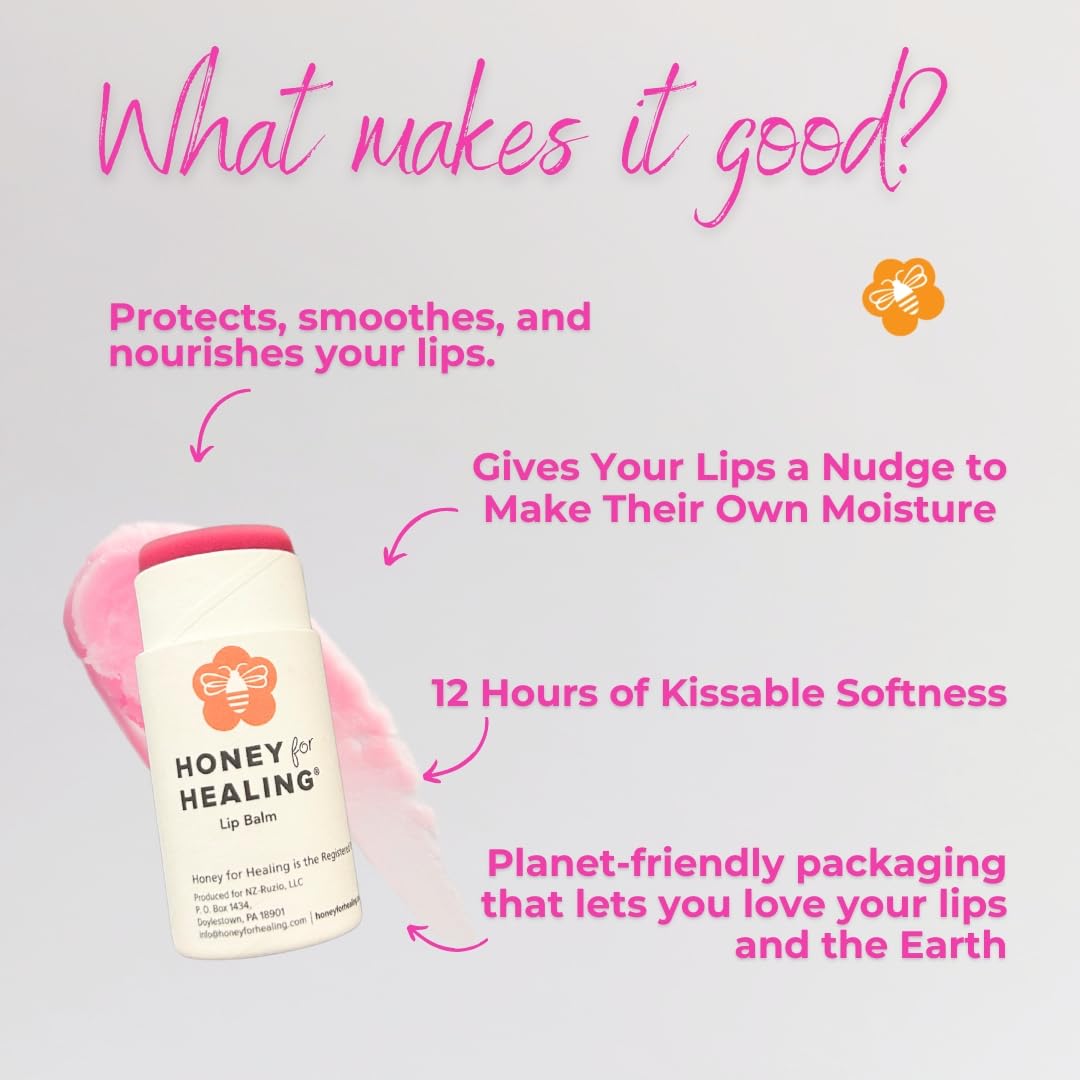 Manuka Honey Lip Balm 15+ UMF – Ultra-Hydrating Formula with Beeswax, Castor Oil & Organic Coconut Oil | 12+ Hour Moisture | Eco-Friendly Recyclable Tube | 0.25 oz / 7 g (Soft Rose)