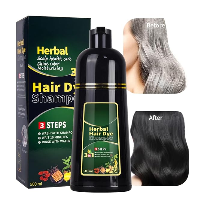 Dark Brown Hair Dye Shampoo 3 in 1 Herbal Natural Dye Cover Gray, for Women/Men Hair Color for Grey Coverage (Dark Brown)