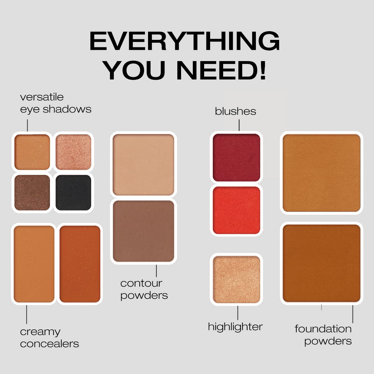 Woosh Beauty, Fold out Face Original Makeup Palette, Travel, All in One, Neutral Cream & Powder (#4 Medium Deep)