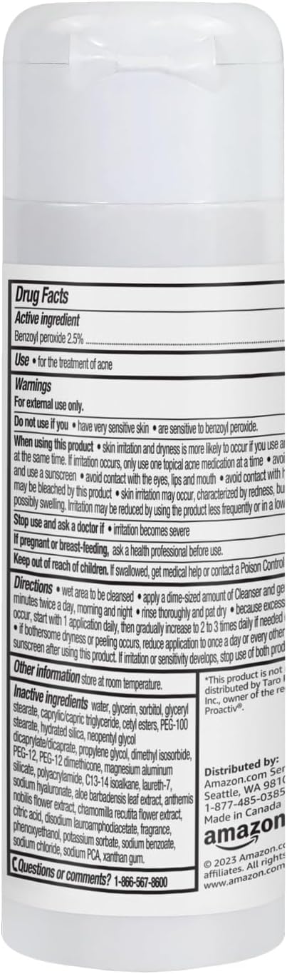 Amazon Basics 3-Step Acne Remedy System Cleanser, 4 Fluid Ounces, 1-Pack