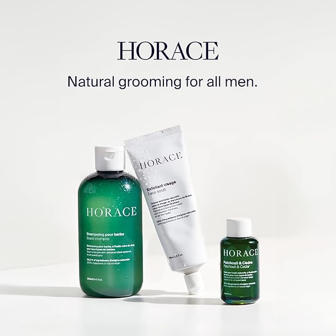 HORACE Beard Shampoo for Men - Sulphate-free Wash with Castor Oil - Gentle Beard Care for All Skin Types - Woody, Aromatic Scent, 250 ml