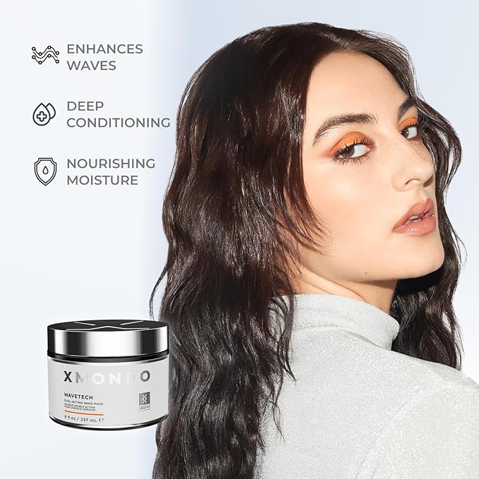 XMONDO Hair Wavetech Dual-Acting Wave Mask | Vegan Formula with Hyaluronic Acid and Shea Butter Provide Deep Protective Moisture and Combat Frizz, Waveflex Technology Nurtures Wave Patterns, 8 Fl Oz