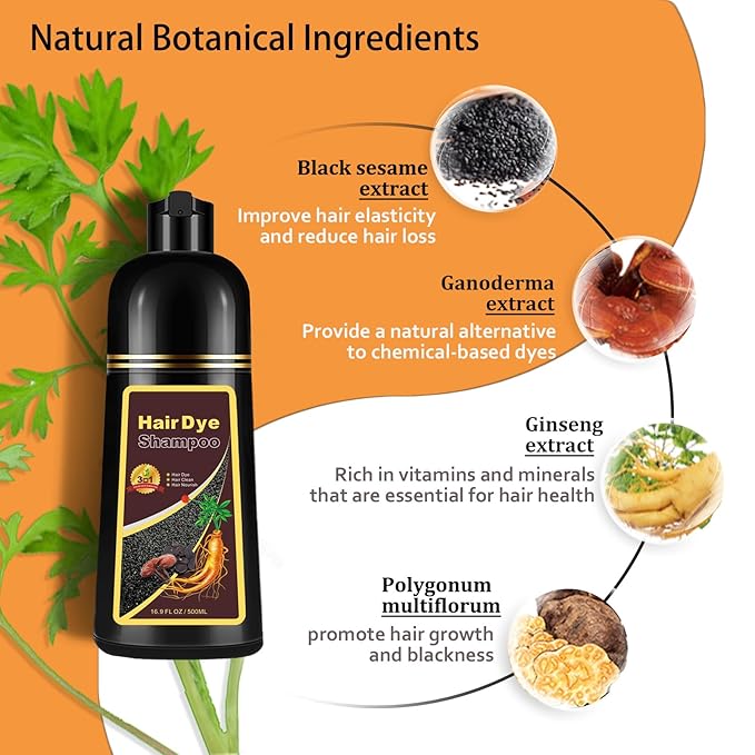 Hair Dye Shampoo 3 in 1, Long-Lasting Hair Color Shampoo with Herbal Ingredients, Instant Natural Color, Easy Application at home for Women Men 16.9 Fl Oz (Purple)