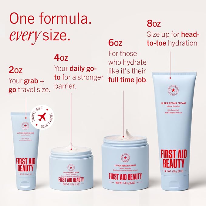 First Aid Beauty - Ultra Repair Cream - Intense Hydration Face & Body Moisturizer - Whipped Colloidal Oatmeal Clinically Proven to Strengthen Skin Barrier in 7 Days - Helps Relieve Eczema, 6 oz