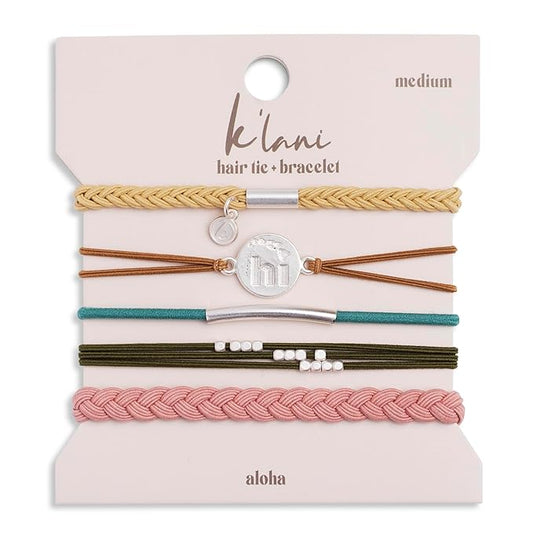 K'lani Hair Tie Bracelets for Women - Elastic Hair Bands That Double as Stylish Jewelry - Aloha - Small