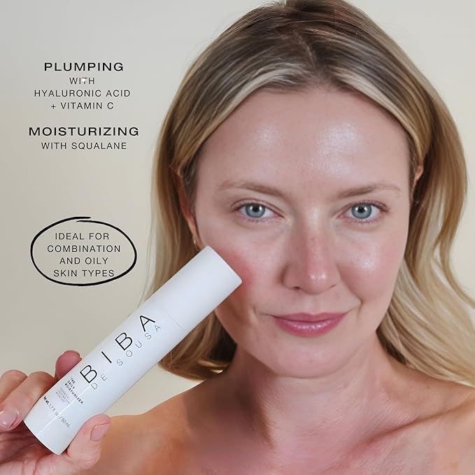 Biba De Sousa The Daily Moisturizer - Essential Hydration for All Skin Types - Non-comedogenic & Light Formula with Squalane & Vitamin C- Safe for Oily & Acne-Prone Skin (1.7 Ounce)