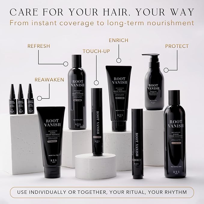 KIWABI Hair Color Shampoo for Gray Coverage – Gradual, All Natural Hair Dye Shampoo for Women & Men – Hydrating, Sulfate-Free, Ammonia-Free, Vegan Scalp Care with 31 Botanicals (Black)