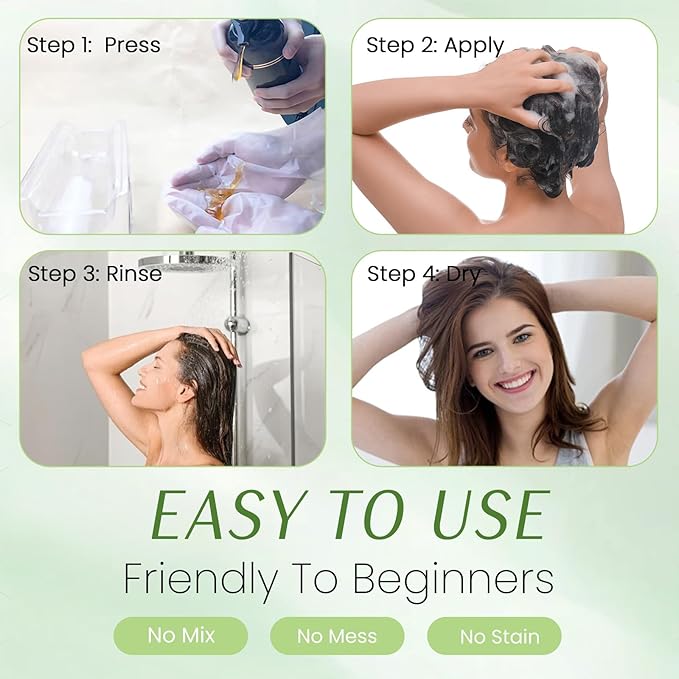 Hair Dye Shampoo 3-in-1, Instant Natural Hair Color Dye Shampoo for Women Men Black Tea, Root Touch Up & 3-4 Weeks Lasting & Easy to Use & for All Hair Types, 500ml