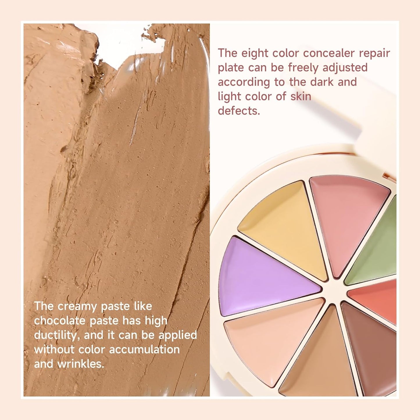 Professional Makeup Cream Contour Palette, Joyeee 8 Colours Concearler Full Coverage & Makeup Brush Set Contour Concearler Palette Contouring Face Make Up Gift for Women Girls