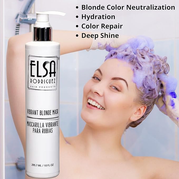 Vibrant Blonde masks hair, hair toner for blonde, purple hair mask, hydrating mask hair toning gloss, color treated hair mask, treatment highlights hair blonde,10 Oz (285 ml)