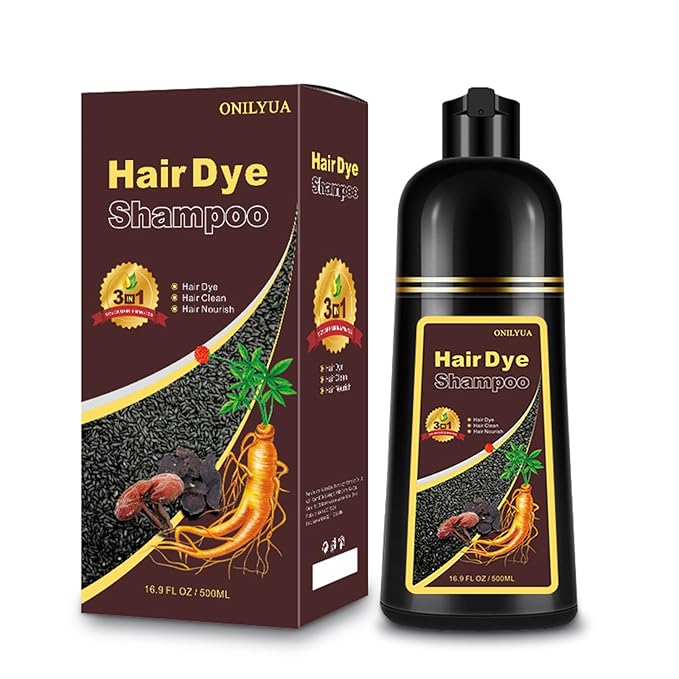 Hair Dye Shampoo 3-in-1, Instant Natural Hair Color Dye Shampoo for Women Men Black Tea, Root Touch Up & 3-4 Weeks Lasting & Easy to Use & for All Hair Types, 500ml