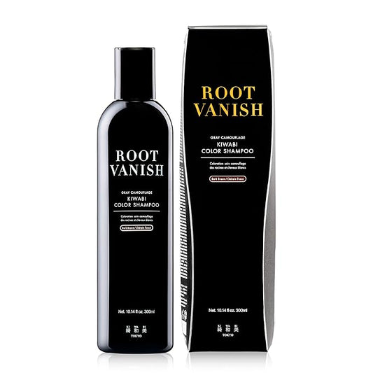 KIWABI Hair Color Shampoo for Gray Coverage – Gradual, All Natural Hair Dye Shampoo for Women & Men – Hydrating, Sulfate-Free, Ammonia-Free, Vegan Scalp Care with 31 Botanicals (Dark Brown)