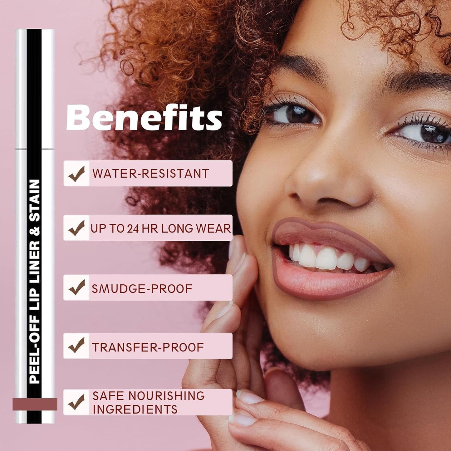 Lip Liner Stain Peel Off with Tweezer, Long Lasting Matte Lip Tattoo, Highly Pigmented Color Lip Tint Makeup, Waterproof, Transfer-proof Lipstain for Women, for All Skin Types