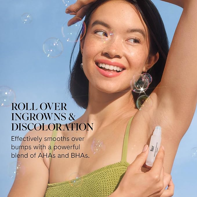 Fur Ingrown Eliminator Serum Rollerball Travel Size - Powerful Ingrown Hair Treatment Serum With AHAs and BHAs to Treat and Prevent Ingrown Hairs and Bumps, Hydrates and Soothes Irritated Skin - 10 ml