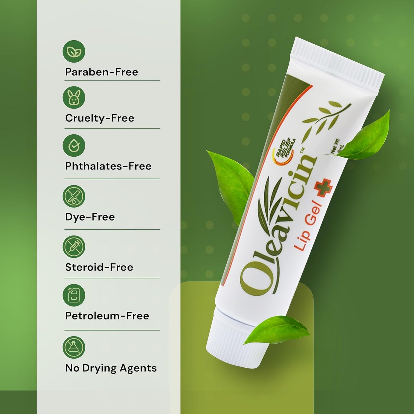 Lip Gel – Natural Cold Sore & Fever Blister Treatment with Organic Olive Leaf – Fast-Acting Relief – 1.3oz (3.8) - 3 Pack