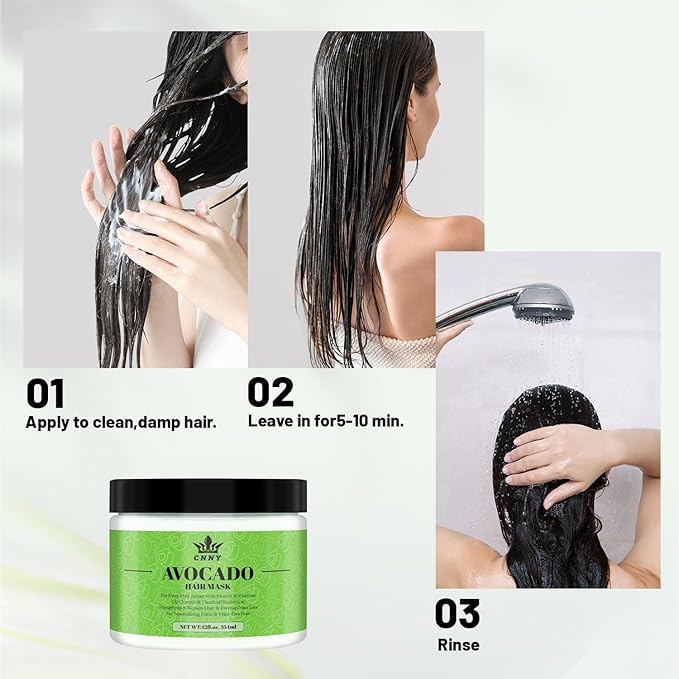 CNNY Avocado & Collagen Deep Repair Hair Mask - 12 oz, Intensive Moisture Conditioning Treatment for Dry Damaged Hair