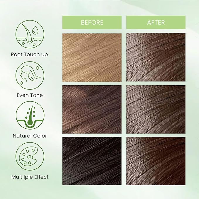 Chestnut Brown Hair Dye Shampoo 3-in-1, Instant Natural Hair Color Dye Shampoo for Women Men Maroon, Root Touch Up & 3-4 Weeks Lasting & Easy to Use & for All Hair Types, 500ml