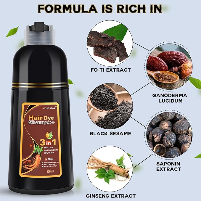 IIIMEIDU Hair Dye Shampoo, Hair Color Shampoo 100% Gray Coverage for Women Men, Champu Para Canas pintar el pelo 500ml-DarkBurgundy