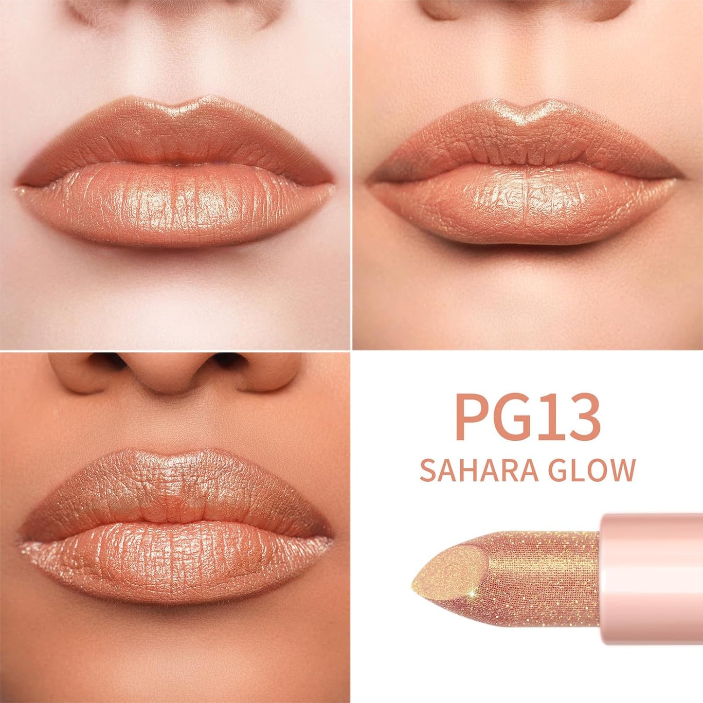 Oulac Infinity Moisture Shine Lipstick - High Shine Shimmery Finish, Super Creamy Texture, Medium to High Coverage - Gluten Free, PG13 Sahara Glow