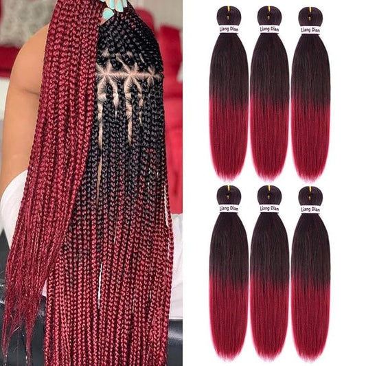 Liang Dian Pre-Stretched Braiding Hair 22 inch 6 packs Hot Water Setting Synthetic Hair Crochet Braiding Hair Extension (IB/Bug)