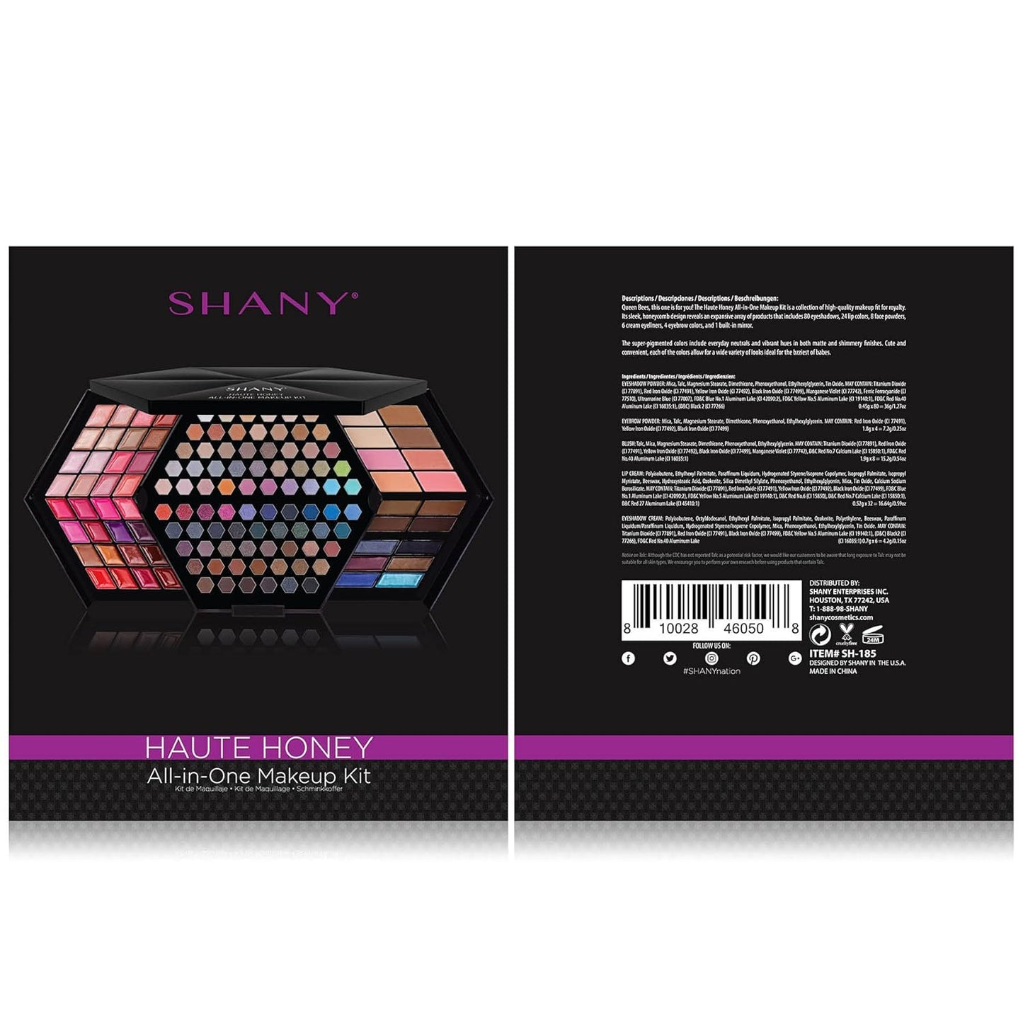 SHANY Haute Honey Makeup Set - All-in-One Makeup Kit with 80 Eyeshadows, 32 Lip Colors, 6 Gel Eyeliners, 4 Face Powders, 4 Blushes, and 4 Eyebrow Powders