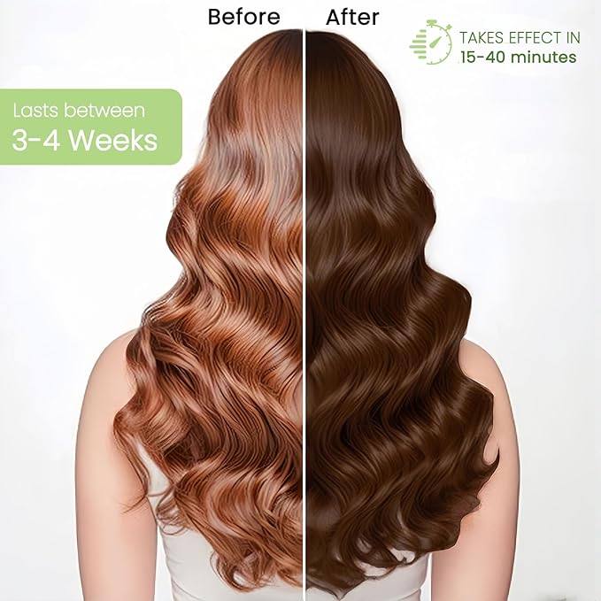 Brown Hair Dye Shampoo 3 in 1, Instant Natural Hair Color Shampoo 100% Gray Hair Coverage Champu Para Canas Mujer Dark Coffee, Lasting 3-4 Weeks & Easy to Use & All Hair Types & Root Touch Up, 500ml