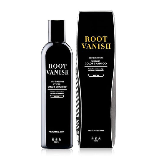 KIWABI Hair Color Shampoo for Gray Coverage – Gradual, All Natural Hair Dye Shampoo for Women & Men – Hydrating, Sulfate-Free, Ammonia-Free, Vegan Scalp Care with 31 Botanicals (Black)