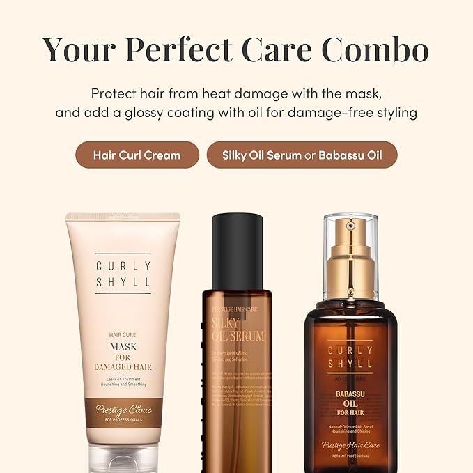 CURLYSHYLL Hair Cure Mask for Damaged Hair | Leave-in Protein Treatment | Heat Care + Strengthening | No-Rinse Formula | 200ml