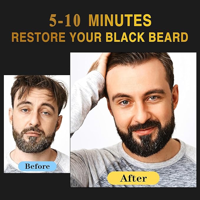 Men’s Beard Dye For Men Black In Minutes, Grey Reducing Mustache & Beard Wash & Conditioner 3 In 1, Black Beard Dye Shampoo, Long-Lasting With Natural Extract, Gifts for Men Dad