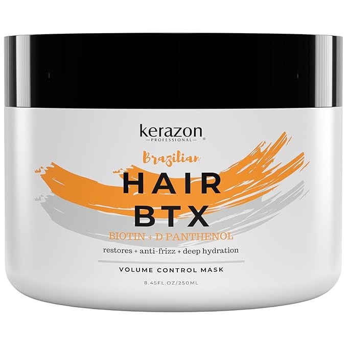 KERAZON Brazilian Hair BTX Treatment Mask 8oz 236ml provides repair for damaged, dry, smoothing, deep conditioning and hydration, nutrition, shine, softness, volume control and smoothness.
