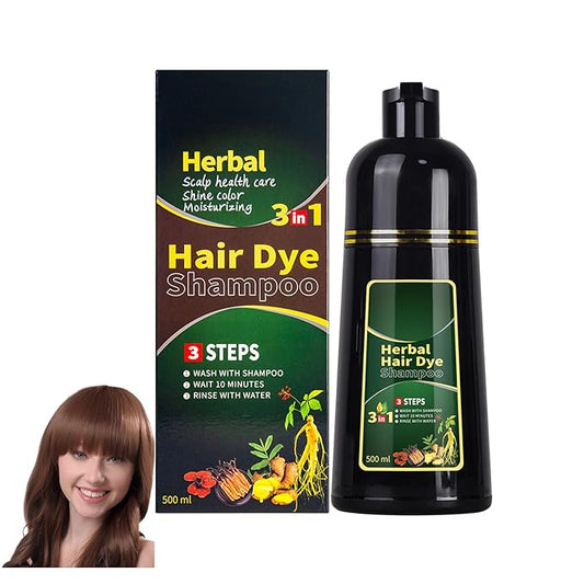 Coffee Hair Dye Shampoo 3 in 1 Herbal Natural Dye Cover Gray, for Women/Men Hair Color for Grey Coverage (Coffee)