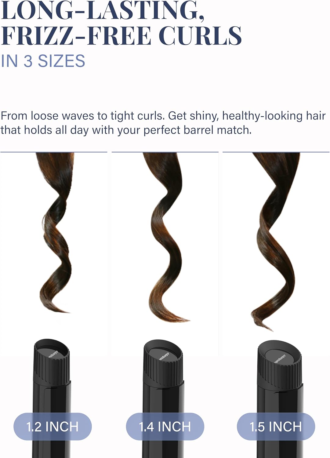 GLAMPALM Curling Iron 1 1/4" - Long Barrel Ceramic Hair Curler for Women, Korea's No.1 Salon Hot Tool, 5 Temps & 30s Heat-up, 3D Swivel Cord & Dual Voltage, Black (GP628)