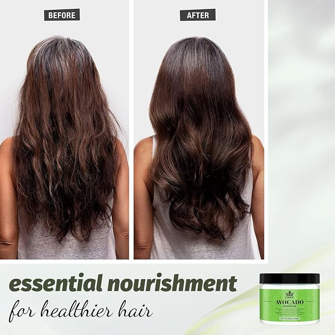 CNNY Avocado & Collagen Deep Repair Hair Mask - 12 oz, Intensive Moisture Conditioning Treatment for Dry Damaged Hair