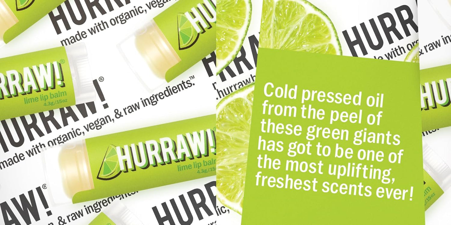 Hurraw! Lemon, Orange, Lime Lip Balms, 3 Pack Bundle: Organic, Certified Vegan, Cruelty and Gluten Free. Non-GMO, 100% Natural Ingredients. Bee, Shea, Soy and Palm Free. Made in USA
