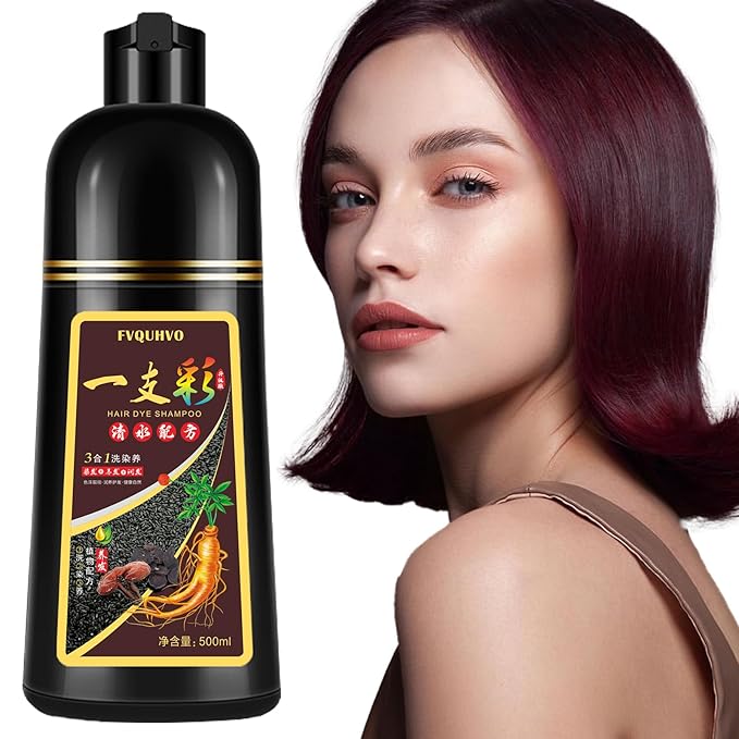 Dark Wine Red Hair Dye Shampoo 3 in 1 for Men Women, Natural Burgundy Hair Color Shampoo, Easy to Use for All Hair Types Para Canas 16.9 Fl Oz (Dark Wine Red)