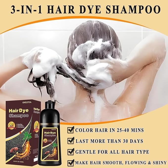 Cherry Brown Hair Dye Shampoo 3 in 1, Long-lasting & Natual Hair Color Shampoo, Herbal Ingredients Natural Shampoo Hair Dye Effect in Minutes, Gifts for Men Women 500ml