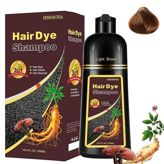 Light Brown Shampoo Para Pintar el Cabello - Instant Hair Dye Shampoo 3 in 1 Refresh Hair Color, Herbal Shampoo Hair Dye for Women Men, Easy to Use & Long Lasting Hair Color Shampoo 16.90 oz