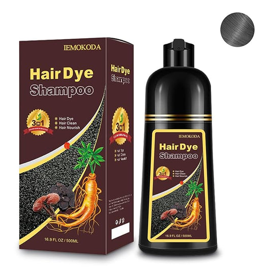 Silver Hair Dye Shampoo 3-in-1, Instant Natural Hair Color Treated Shampoo for Women Men Champu Para Canas Mujer Silver Gray, Lasting 3-4 Weeks & Easy to Use & All Hair Types & Root Touch Up, 500ml