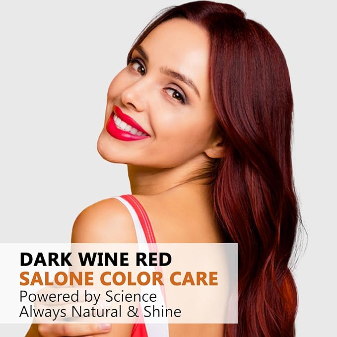 Dark Wine Red Hair Dye Shampoo 3 in 1 for Men Women, Natural Burgundy Hair Color Shampoo, Easy to Use for All Hair Types Para Canas 16.9 Fl Oz (Dark Wine Red)