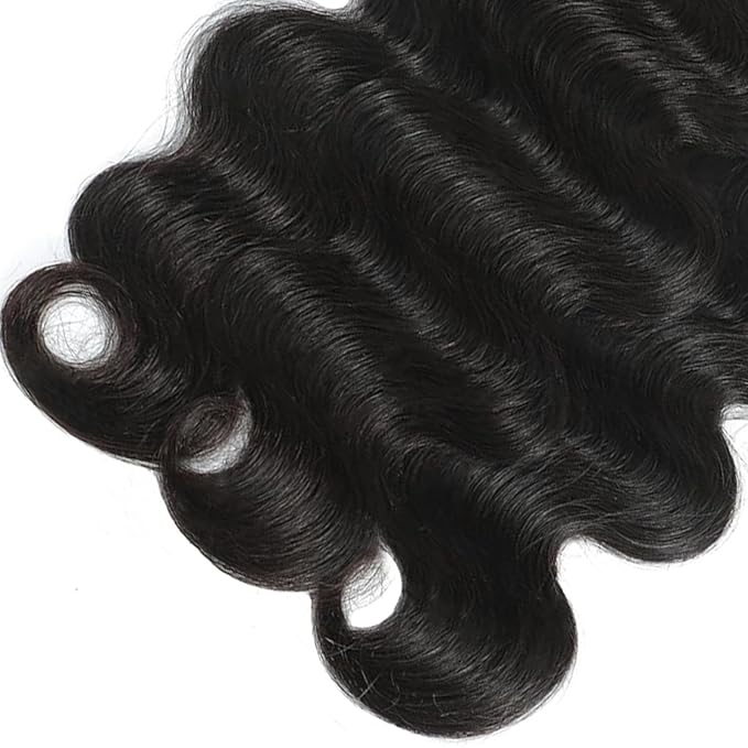Body Wave Bundles with Closure Human Hair 18 20 22+18 Inch, 100% Unprocessed 12A Brazilian Virgin Human Hair Bundles with 4x4 Transparent Lace Closure Free Part Pre-plucked